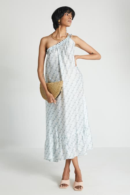 Reistor One Shoulder Printed Dress 