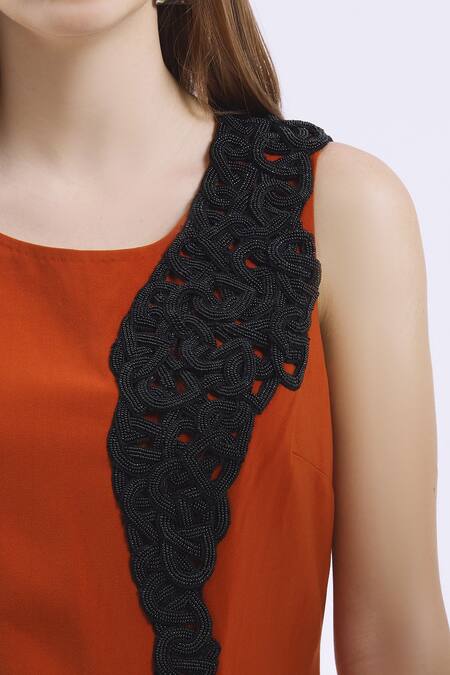 Buy_Urvashi Joneja_Orange Patchwork Round Draped Maxi Dress _Online_at_Aza_Fashions