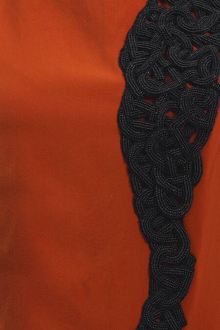 Shop_Urvashi Joneja_Orange Patchwork Round Draped Maxi Dress _Online_at_Aza_Fashions