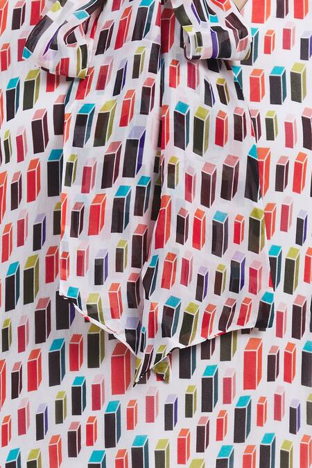 Shop_Urvashi Joneja_White Geometric Round Motif Print Tunic _Online_at_Aza_Fashions