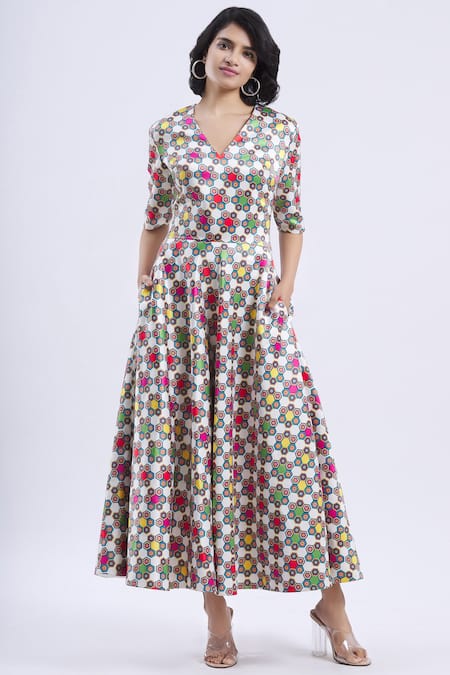 Urvashi Joneja Printed Flared Dress 