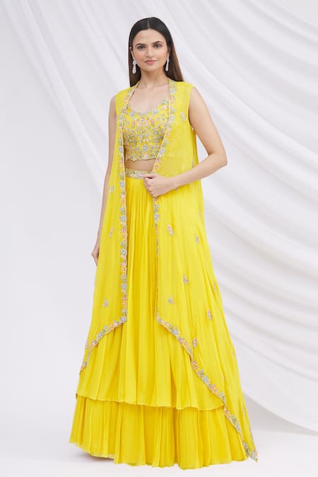 Aneesh Agarwaal Embroidered Jacket Lehenga Set 