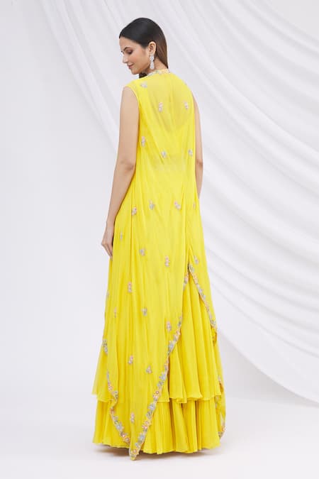 Aneesh Agarwaal Embroidered Jacket Lehenga Set 