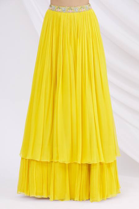 Shop Aneesh Agarwaal Yellow Chiffon Blouse Scoop Embroidered Jacket Lehenga Set Online at Aza Fashions Shop_Aneesh Agarwaal_Yellow Chiffon Blouse Scoop Embroidered Jacket Lehenga Set _Online_at_Aza_Fashions