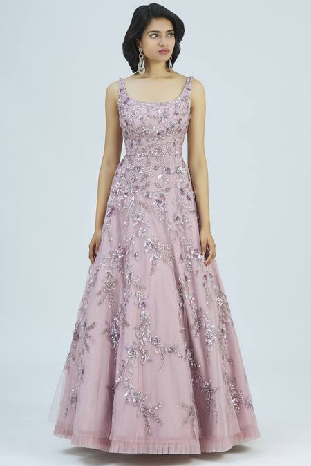 Buy_Shlok Design_Purple Net Embellished Lehenga Set_Online_at_Aza_Fashions