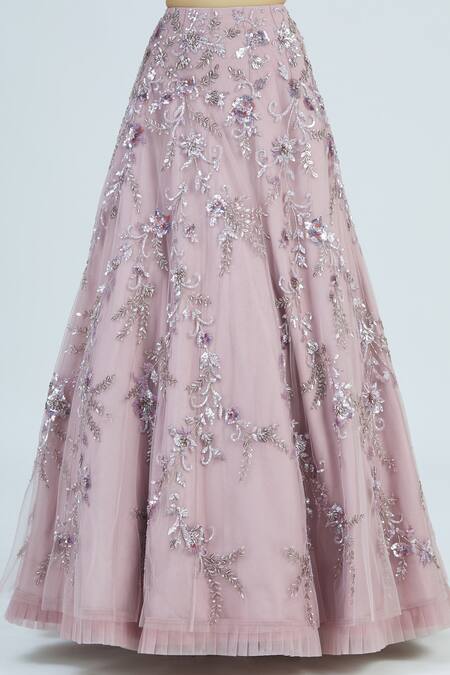 Shop_Shlok Design_Purple Net Embellished Lehenga Set_Online_at_Aza_Fashions