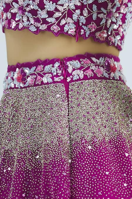 Shop_Shlok Design_Purple Organza Embellished Lehenga Set_Online_at_Aza_Fashions