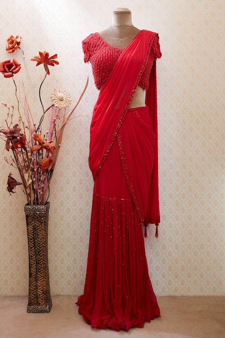 Arpan Vohra Embellished Pre-Draped Saree with Blouse 