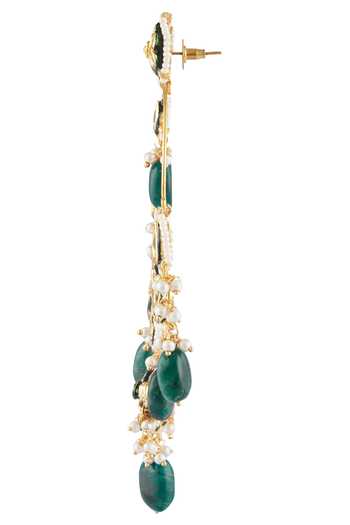Buy_Just Shradhas_Gold Plated Stones, Beads Drop Chandeliers _Online_at_Aza_Fashions