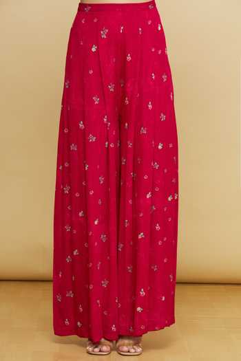Tarun Tahiliani_Floral Embroidered Kurta And Palazzo Set_at_Aza_Fashions