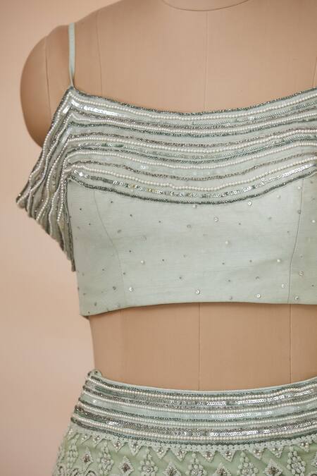 Aarti Mahtani_Green Embroidered Lehenga Set_at_Aza_Fashions