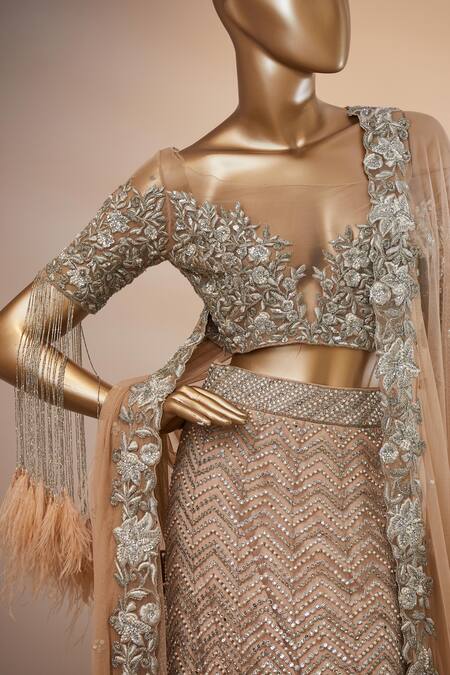 Buy_Aarti Mahtani_Beige Embroidered Lehenga Set_Online_at_Aza_Fashions