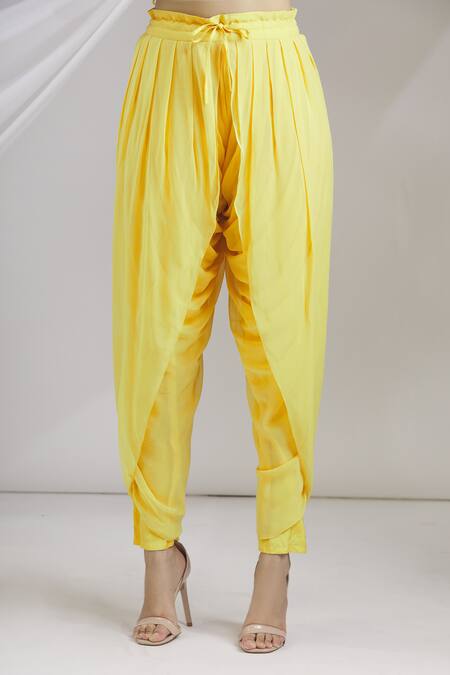 Shop_Varun Nidhika_Yellow Embroidered Kurta And Dhoti Pant Set_Online_at_Aza_Fashions
