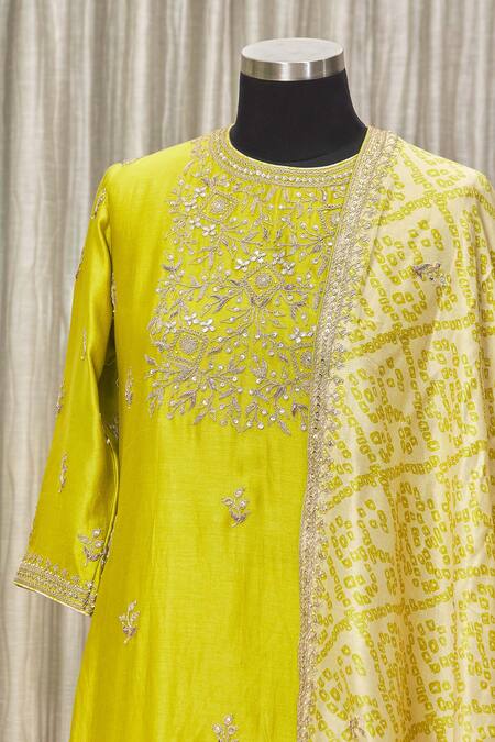 Punit Balana_Green Round Bandhani Print Kurta And Palazzo Set _Online_at_Aza_Fashions