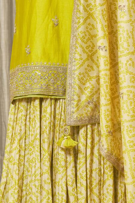 Buy_Punit Balana_Green Round Bandhani Print Kurta And Palazzo Set _Online_at_Aza_Fashions