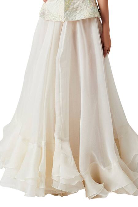 Shop_Amaare_White Taffeta Embroidery Notched Lapel Embellished Jacket Lehenga Set _Online_at_Aza_Fashions