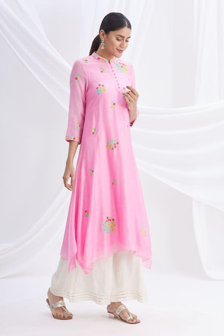 Nachiket Barve Chanderi Silk Asymmetric Kurta 