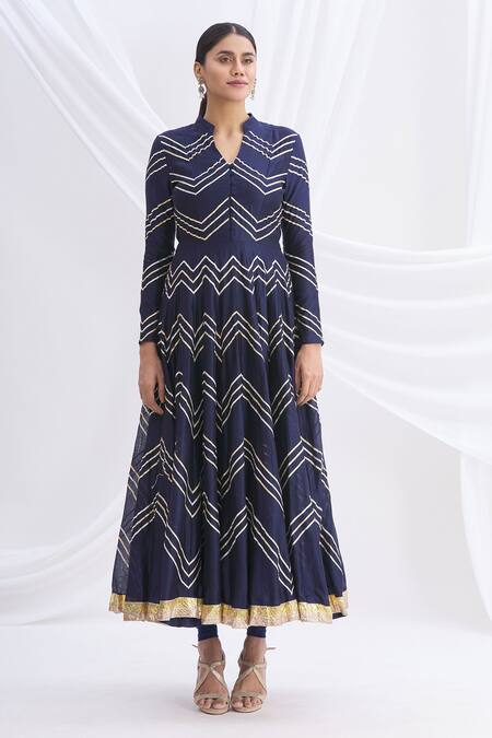 Nachiket Barve Blue Silk Chanderi Embroidered Anarkali Set Online at Aza Fashions Nachiket Barve_Blue Silk Chanderi Embroidered Anarkali Set _Online_at_Aza_Fashions