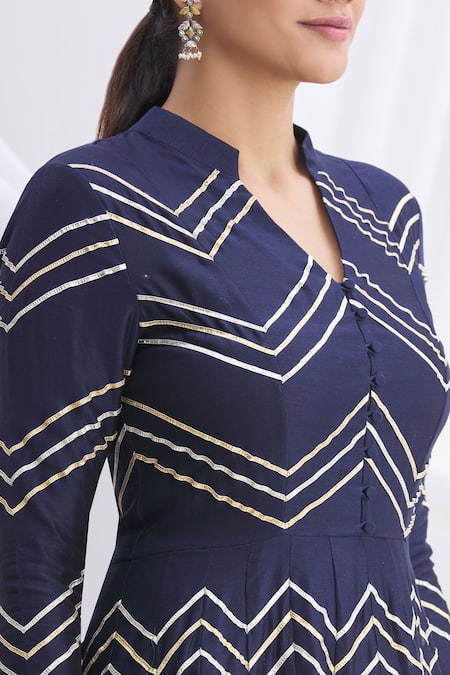 Nachiket Barve Blue Silk Chanderi Embroidered Anarkali Set at Aza Fashions Nachiket Barve_Blue Silk Chanderi Embroidered Anarkali Set _at_Aza_Fashions