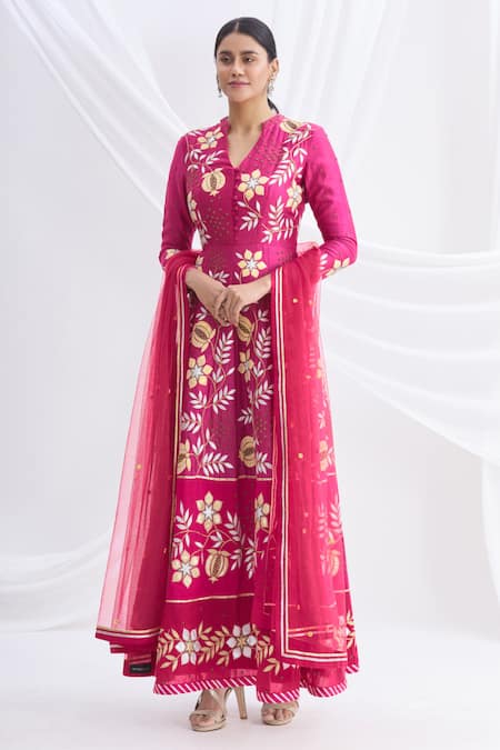 Nachiket Barve Chanderi Silk Anarkali Set 