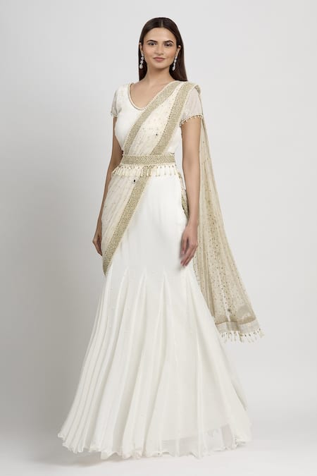 CC3752 White lehenga in 2024 | Indian dresses, Designer party wear dresses, White  lehenga