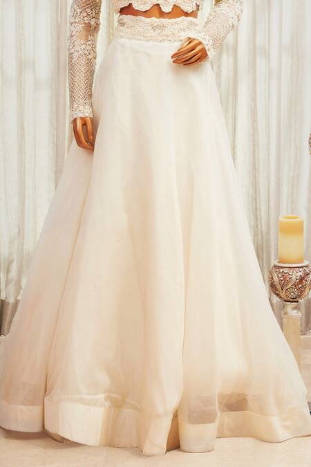 Buy COUTURE BY NIHARIKA White Embroidered Blouse And Lehenga Set Online at Aza Fashions Buy_COUTURE BY NIHARIKA_White Embroidered Blouse And Lehenga Set_Online_at_Aza_Fashions