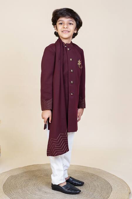 Little Boys Closet Purple Polyester, Cotton, Satin Zari Sherwani And Pants Online at Aza Fashions Little Boys Closet_Purple Polyester, Cotton, Satin Zari Sherwani And Pants _Online_at_Aza_Fashions