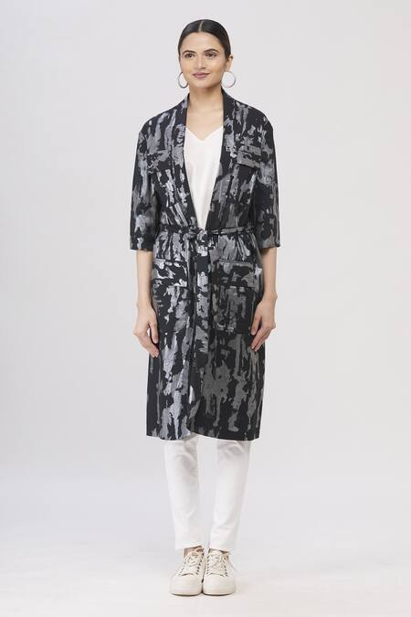 I Am Trouble By KC_Black Open Foil Print Jacket_Online_at_Aza_Fashions