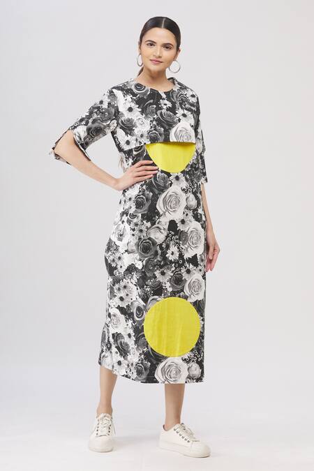 Buy_I Am Trouble By KC_Black Floral Print Dress_Online_at_Aza_Fashions