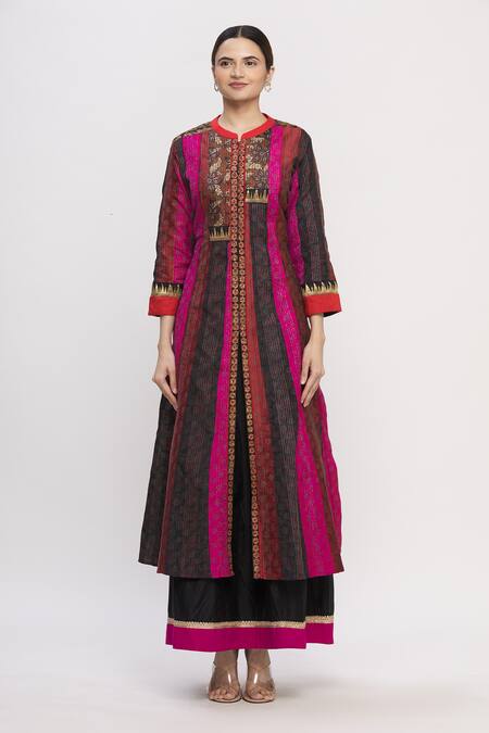 Manasi Sengupta Multi Color Embroidered Kurta Lehenga Set Online at Aza Fashions Manasi Sengupta_Multi Color Embroidered Kurta Lehenga Set_Online_at_Aza_Fashions