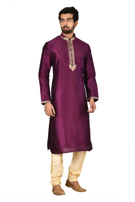 Buy_Nayantara Couture_Purple Silk Embroidery Kurta Set _Online_at_Aza_Fashions