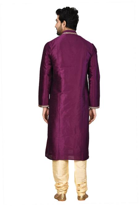 Shop_Nayantara Couture_Purple Silk Embroidery Kurta Set _at_Aza_Fashions