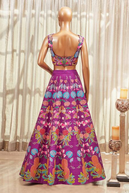 Shop_Aisha Rao_Purple Embroidered Lehenga Set_at_Aza_Fashions