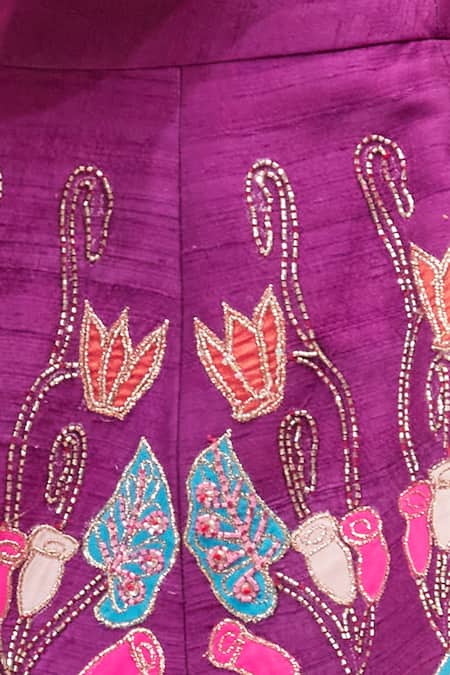 Aisha Rao_Purple Embroidered Lehenga Set_at_Aza_Fashions