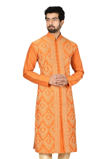 Aryavir Malhotra Silk Embroidered Kurta Set 