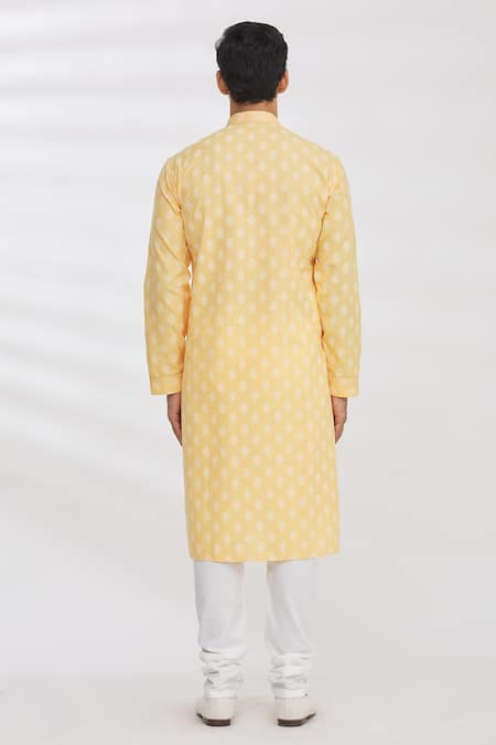 Shop Arihant Rai Sinha Orange Handloom Cotton Embroidery Print Kurta at Aza Fashions Shop_Arihant Rai Sinha_Orange Handloom Cotton Embroidery Print Kurta _at_Aza_Fashions