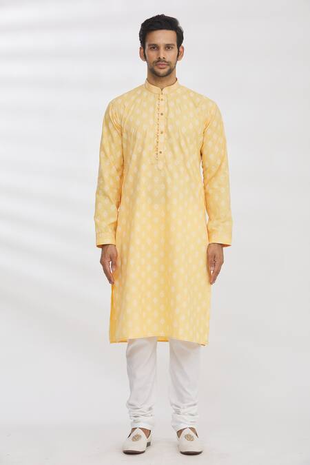 Buy Arihant Rai Sinha Orange Handloom Cotton Embroidery Print Kurta Online at Aza Fashions Buy_Arihant Rai Sinha_Orange Handloom Cotton Embroidery Print Kurta _Online_at_Aza_Fashions