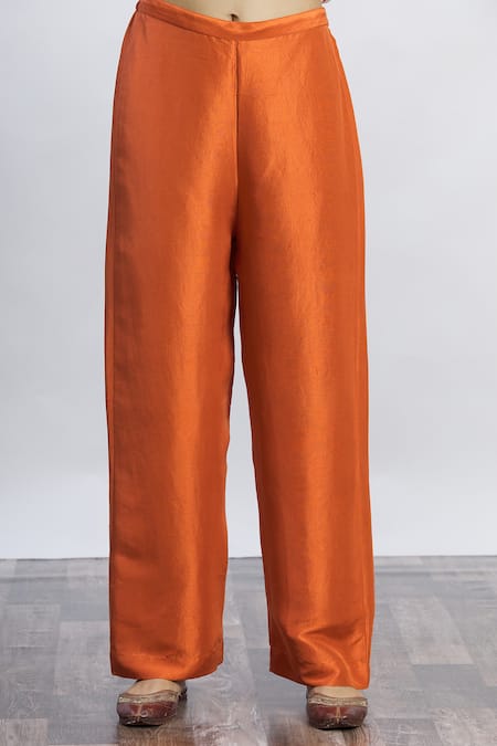 Shop_Anamika Khanna_Orange Embroidered Kurta Set_Online_at_Aza_Fashions