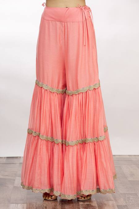 Shop_Anamika Khanna_Pink Embroidered Kurta Sharara Set_Online_at_Aza_Fashions