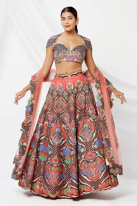 Aisha Rao Multi Color Printed Lehenga Set