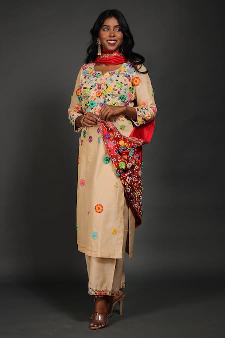 Kasturi Tikmani Shimmer Chanderi Kurta Palazzo Set 