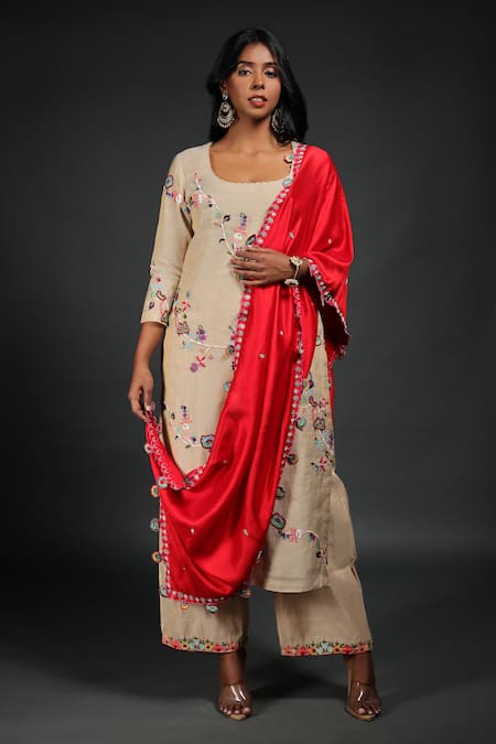 Kasturi Tikmani Shimmer Chanderi Kurta Palazzo Set 