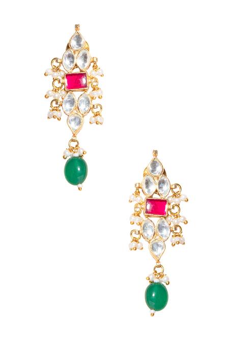 Shop Namasya Gold Plated Stones, Beads Drop Pendant Choker Set Online at Aza Fashions Shop_Namasya_Gold Plated Stones, Beads Drop Pendant Choker Set _Online_at_Aza_Fashions