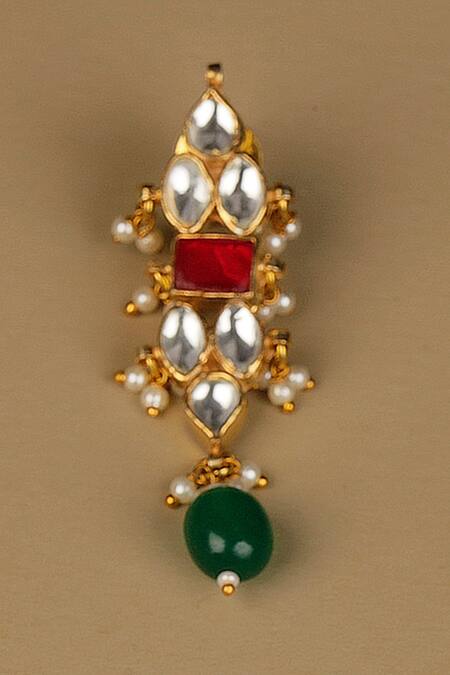 Namasya Gold Plated Stones, Beads Drop Pendant Choker Set at Aza Fashions Namasya_Gold Plated Stones, Beads Drop Pendant Choker Set _at_Aza_Fashions