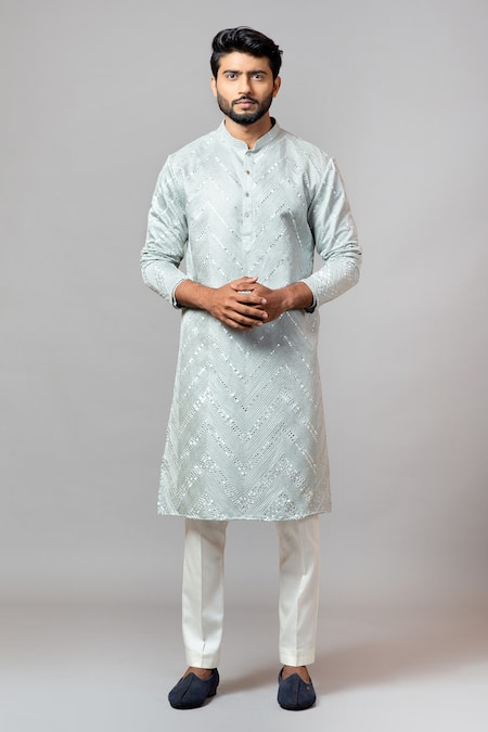 Paarsh Linen Satin Embroidered Kurta Set 