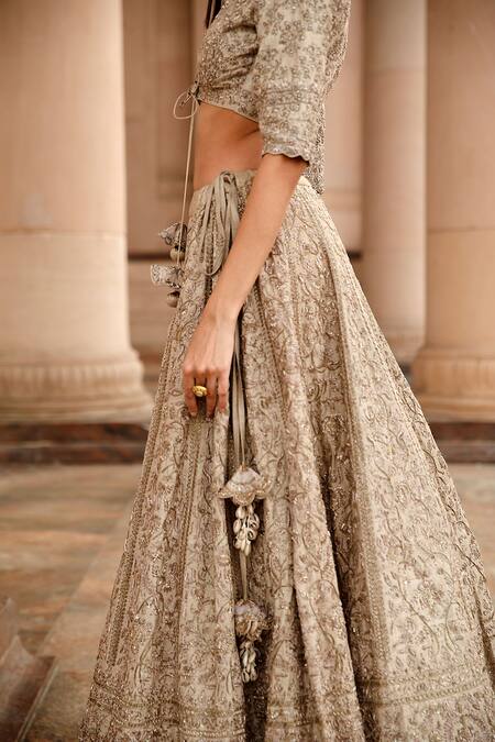 Jayanti Reddy Beige Silk Embroidered Lehenga Set Online at Aza Fashions Jayanti Reddy_Beige Silk Embroidered Lehenga Set _Online_at_Aza_Fashions