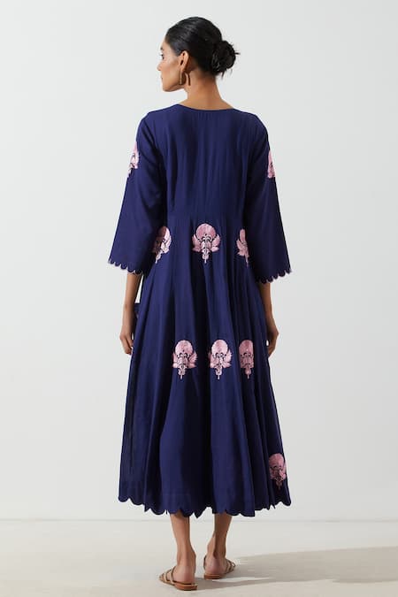 Label Earthen Neel Phool Angrakha & Pant Set 