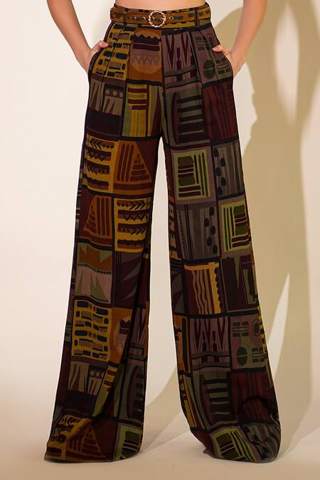 Nikita Mhaisalkar_Multi Color Georgette Abstract Print Pant _Online_at_Aza_Fashions