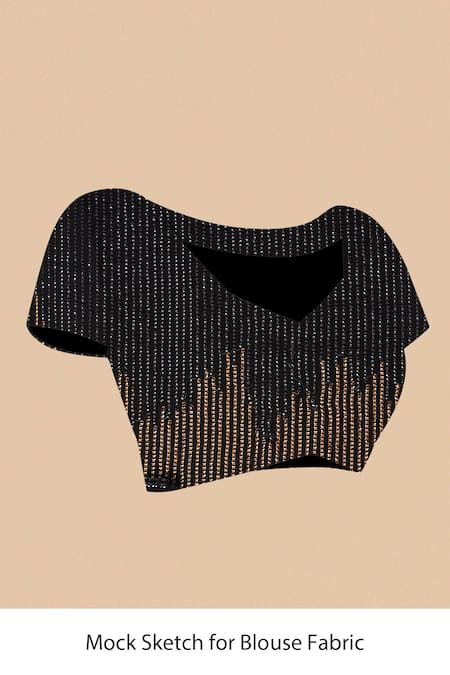 Shop_Two Sisters By Gyans_Black Georgette Sequins Zig Zag Pattern Saree With Unstitched Blouse Fabric 