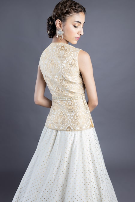 Abhishek Gupta Jacket & Chanderi Lehenga Set 